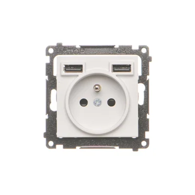 Simon 55 WMDW-001112-114 Steckdose mit integriertem Ladegerät 2xUSB A (Modul), 2,1 A, 5 V DC, 230 V; Hellgrau matt. Nicht mehr im Angebot – solange der Vorrat reicht.