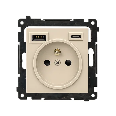 Simon 55 WMDW-001114-144 Steckdose mit integriertem USB-C+A-Ladegerät (Modul), 2,1 A, 5 V DC, 230 V; Champagner matt