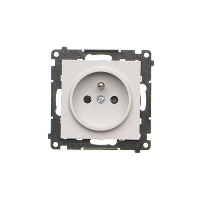 Simon 55 WMDW-0011S2-114 Prise de courant simple avec mise à la terre et obturateurs (module) 16 A, 250 V~, connecteurs rapides ; gris clair mat