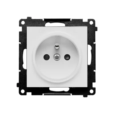 Simon 55 WMDW-0011S2-114 Single socket outlet with earthing and shutters (module) 16 A, 250 V~, quick connectors; Matte light gray