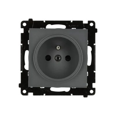 Simon 55 WMDW-0011S2-116 Single socket with grounding and shutters (module) 16 A, 250 V~, quick connectors; Matte graphite