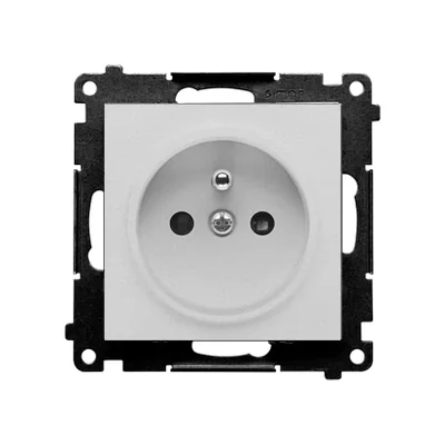 Simon 55 WMDW-0011S2-143 Einzelsteckdose mit Erdung und Abdeckungen (Modul) 16 A, 250 V~, Schnellverbinder; mattes Aluminium