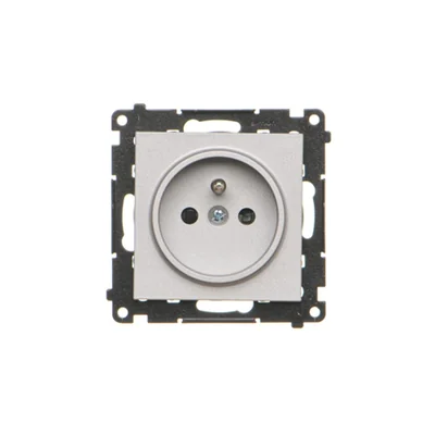 Simon 55 WMDW-0011S2-143 Einzelsteckdose mit Erdung und Abdeckungen (Modul) 16 A, 250 V~, Schnellverbinder; mattes Aluminium