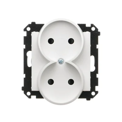 Simon 55 WMDW-00200N-111 Doppelsteckdose ohne Erdung mit Abdeckungen (Modul) 16 A, 250 V~, Schnellverbinder; Mattweiß