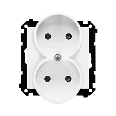 Simon 55 WMDW-00200N-111 Presa doppia senza messa a terra con otturatori (modulo) 16 A, 250 V~, connettori rapidi; Bianco opaco