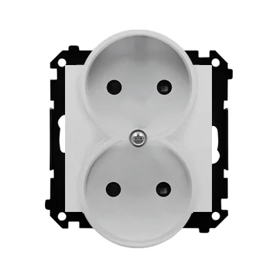 Simon 55 WMDW-00200N-143 Double socket without grounding with shutters (module) 16 A, 250 V~, quick connectors; Matt aluminum