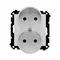 Simon 55 WMDW-00200N-143 Enchufe doble sin toma de tierra con obturadores (módulo) 16 A, 250 V~, conectores rápidos; Aluminio mate