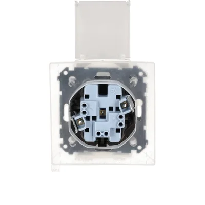 Simon 55 WMDW-00200O-111A Double socket for IP44 version with seal (module) 16 A, 250 V~, quick connectors. Transparent flap; Matte white