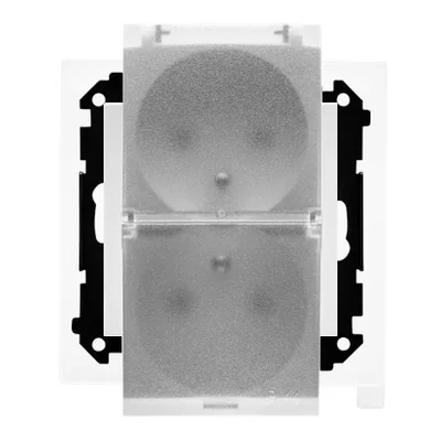 Simon 55 WMDW-00200O-111A Enchufe doble para versión IP44 con junta (módulo) 16 A, 250 V~, conectores rápidos. Tapa transparente; blanco mate.