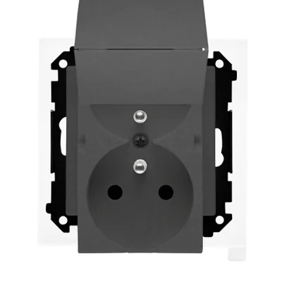 Simon 55 WMDW-00200O-116 Enchufe doble para versión IP44 con junta (módulo) 16 A, 250 V~, conectores rápidos. Tapa del color de la cubierta; grafito mate.