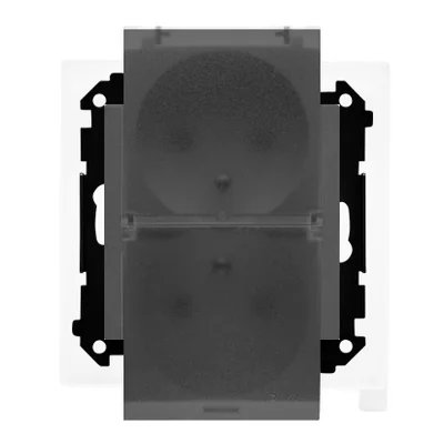 Simon 55 WMDW-00200O-116A Doppelsteckdose für Schutzart IP44 mit Dichtung (Modul) 16 A, 250 V~, Schnellverbinder. Transparente Klappe; mattes Graphit