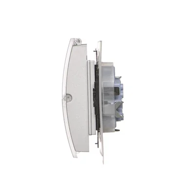 Simon 55 WMDW-00200O-143A Doble toma para versión IP44 con junta (módulo) 16 A, 250 V~, conectores rápidos. Tapa transparente; aluminio mate.
