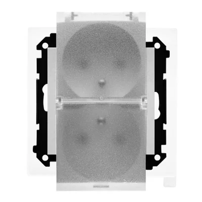 Simon 55 WMDW-00200O-143A Double socket for IP44 version with seal (module) 16 A, 250 V~, quick connectors. Transparent flap; Matt aluminum