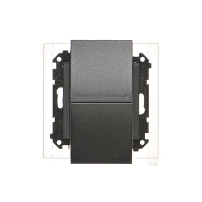 Simon 55 WMDW-00200O-149 Double socket for IP44 version with seal (module) 16 A, 250 V~, quick connectors. Flap in the color of the cover; Matte black