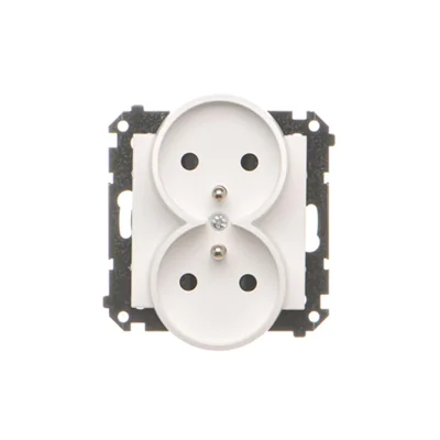 Simon 55 WMDW-00210N-111 Double socket outlet with grounding and shutters (module) 16 A, 250 V~, quick connectors; Matte white