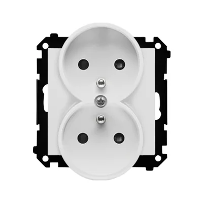 Simon 55 WMDW-00210N-114 Doppelsteckdose mit Erdung und Abdeckungen (Modul) 16 A, 250 V~, Schnellverbinder; Matt hellgrau