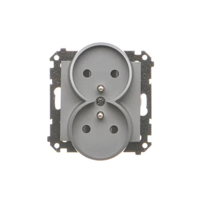 Simon 55 WMDW-00210N-116 Presa doppia con messa a terra e otturatori (modulo) 16 A, 250 V~, connettori rapidi; Grafite opaca