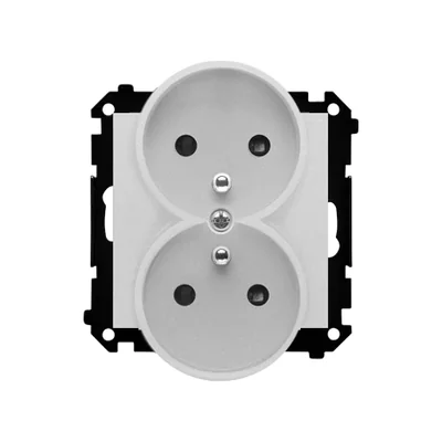 Simon 55 WMDW-00210N-143 Doppelsteckdose mit Erdung und Abdeckungen (Modul) 16 A, 250 V~, Schnellverbinder; mattes Aluminium