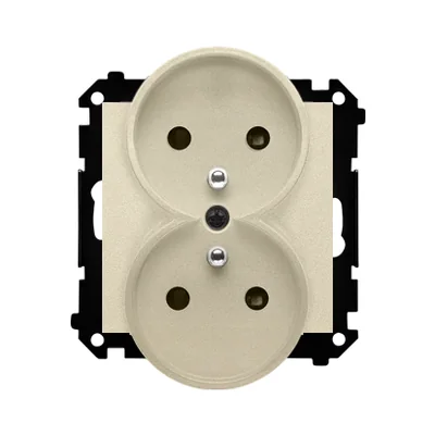 Simon 55 WMDW-00210N-144 Presa doppia con messa a terra e otturatori (modulo) 16 A, 250 V~, connettori rapidi; Champagne opaco