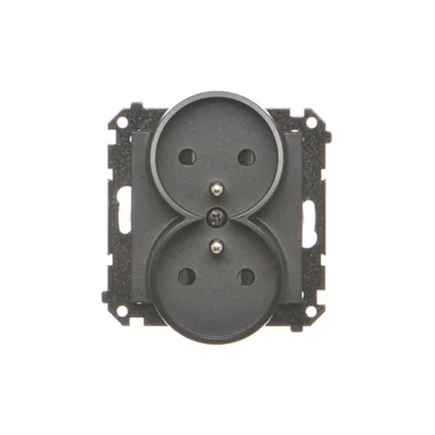 Simon 55 WMDW-00210N-149 Double prise de courant avec mise à la terre et obturateurs (module) 16 A, 250 V~, connecteurs rapides ; Noir mat
