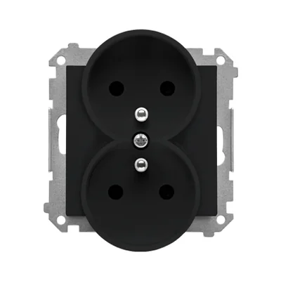 Simon 55 WMDW-00210N-149 Presa doppia con messa a terra e otturatori (modulo) 16 A, 250 V~, connettori rapidi; Nero opaco