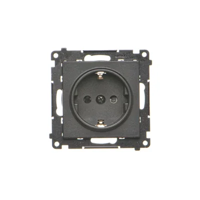 Simon 55 WMDW-021111-149 Schuko socket with shutters (module) 16 A, 250 V~, quick connectors; Matte black
