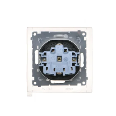 Simon 55 WMDW-321102-149 Schuko socket for IP44 version with shutters with frame seal (module) 16 A, 250 V~, quick connectors. Flap in the color of the cover; Matte black