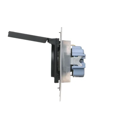 Simon 55 WMDW-321102-149 Schuko socket for IP44 version with shutters with frame seal (module) 16 A, 250 V~, quick connectors. Flap in the color of the cover; Matte black