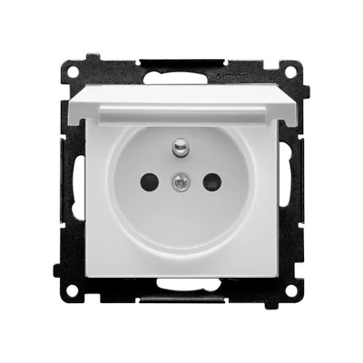 Simon 55 WMDW-50122x-111 Plug socket for IP44 version without seal (module) 16 A, 250 V~, quick connectors. Flap in the color of the cover; Matte white