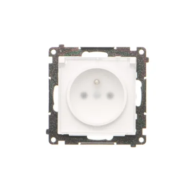 Simon 55 WMDW-50122x-111A Enchufe para versión IP44 sin junta (módulo) 16 A, 250 V~, conectores rápidos. Tapa transparente; blanco mate.