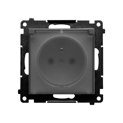 Simon 55 WMDW-50122x-116A Plug socket for IP44 version without seal (module) 16 A, 250 V~, quick connectors. Transparent flap; Matte graphite