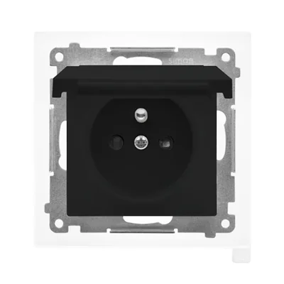 Simon 55 WMDW-50122x-149 Enchufe para versión IP44 sin junta (módulo) 16 A, 250 V~, conectores rápidos. Tapa del color de la cubierta; negro mate.
