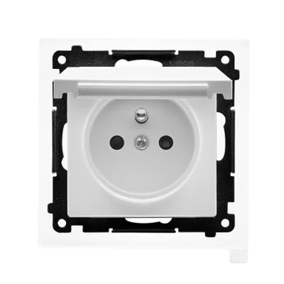 Simon 55 WMDW-50123x-111 Enchufe para versión IP44 con junta (módulo) 16 A, 250 V~, conectores rápidos. Tapa del color de la cubierta; blanco mate.
