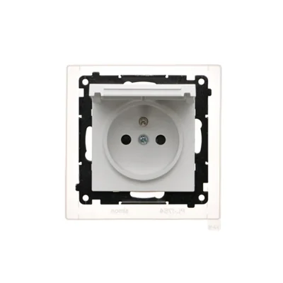 Simon 55 WMDW-50123x-111 Enchufe para versión IP44 con junta (módulo) 16 A, 250 V~, conectores rápidos. Tapa del color de la cubierta; blanco mate.