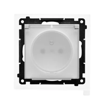 Simon 55 WMDW-50123x-111A Plug socket for IP44 version with seal (module) 16 A, 250 V~, quick connectors. Transparent flap; Matte white