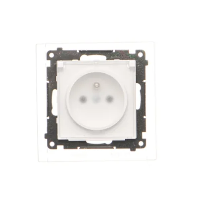 Simon 55 WMDW-50123x-111A Plug socket for IP44 version with seal (module) 16 A, 250 V~, quick connectors. Transparent flap; Matte white
