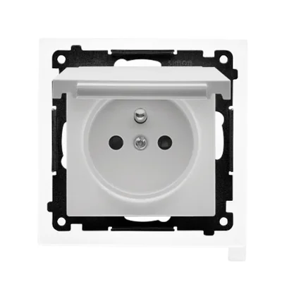 Simon 55 WMDW-50123x-114 Enchufe para versión IP44 con junta (módulo) 16 A, 250 V~, conectores rápidos. Tapa del color de la cubierta; Gris claro mate.