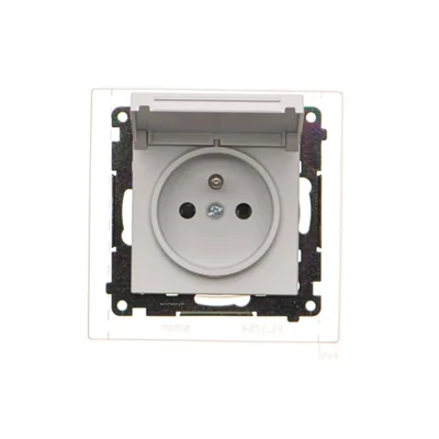 Simon 55 WMDW-50123x-114 Plug socket for IP44 version with seal (module) 16 A, 250 V~, quick connectors. Flap in the color of the cover; Light gray matt
