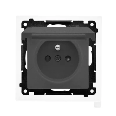 Simon 55 WMDW-50123x-116 Enchufe para versión IP44 con junta (módulo) 16 A, 250 V~, conectores rápidos. Tapa del color de la cubierta; grafito mate.