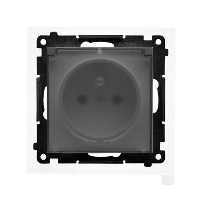 Simon 55 WMDW-50123x-116A Steckdose für Schutzart IP44 mit Dichtung (Modul) 16 A, 250 V~, Schnellverbinder. Transparente Klappe; mattes Graphit