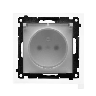 Simon 55 WMDW-50123x-143A Plug socket for IP44 version with seal (module) 16 A, 250 V~, quick connectors. Transparent flap; Matt aluminum