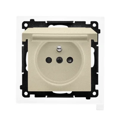 Simon 55 WMDW-50123x-144 Enchufe para versión IP44 con junta (módulo) 16 A, 250 V~, conectores rápidos. Tapa del mismo color que la cubierta; Champagne mate.
