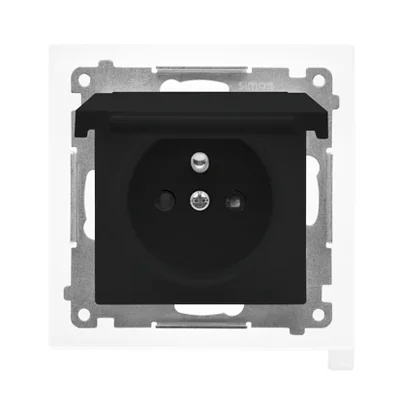 Simon 55 WMDW-50123x-149 Plug socket for IP44 version with seal (module) 16 A, 250 V~, quick connectors. Flap in the color of the cover; Matte black