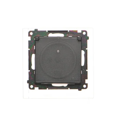 Simon 55 WMDW-50123x-149A Enchufe para versión IP44 con junta (módulo) 16 A, 250 V~, conectores rápidos. Tapa transparente; Negro mate