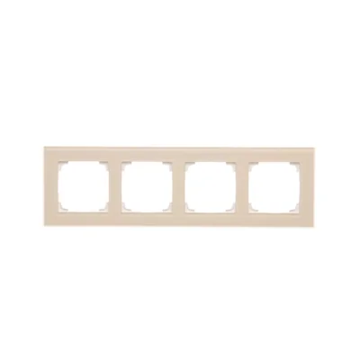 Simon 55 WMDZ-0140xZ-171 4-gang Nature frame; Cream frosted glass
