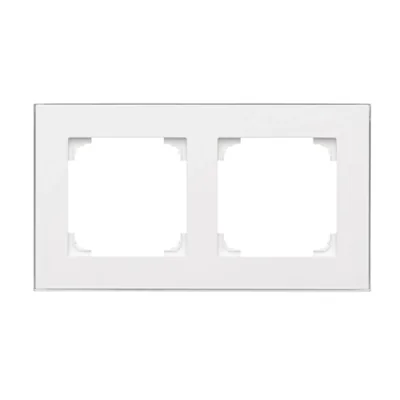 Simon 55 WMDZ-TRD2.163-111 DUO 2-gang frame; White, chrome base