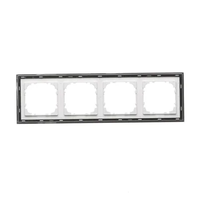 Simon 55 WMDZ-TRD4.166-111 Quadruple DUO Frame; White, Gold Base