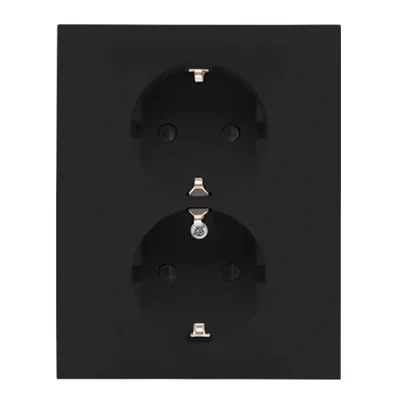 Simon 55 WMEW-22411E-149 Doppel-Schuko-Steckdose ohne Verschluss, 16 A, 250 V~, Schraubklemmen; Mattschwarz