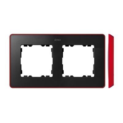 SIMON 82 DETAIL SELECT – 2-Gang-Graphitrahmen in Metallic-Farbe mit roter Basis
