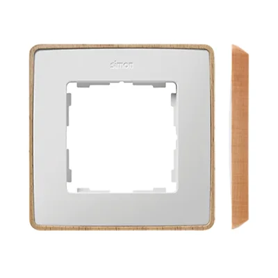 SIMON 82 DETAIL SELECT-drewno Ramka 1-krotna biała z podstawą drewno